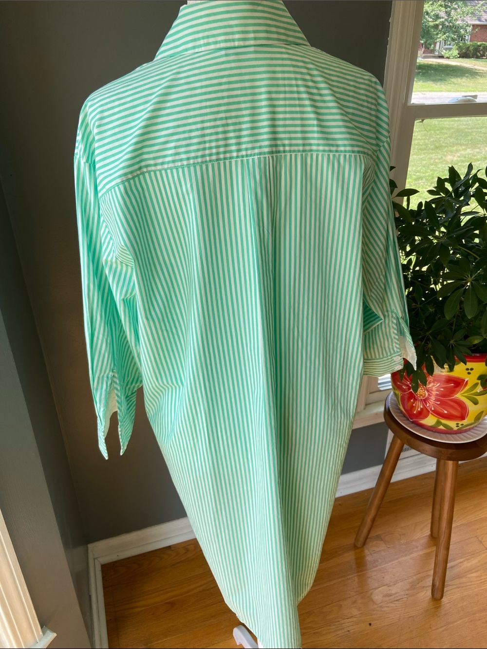 The Burgess Collection “The Striped Oxford Dress” Green & White Size X Small - Picture 9 of 12